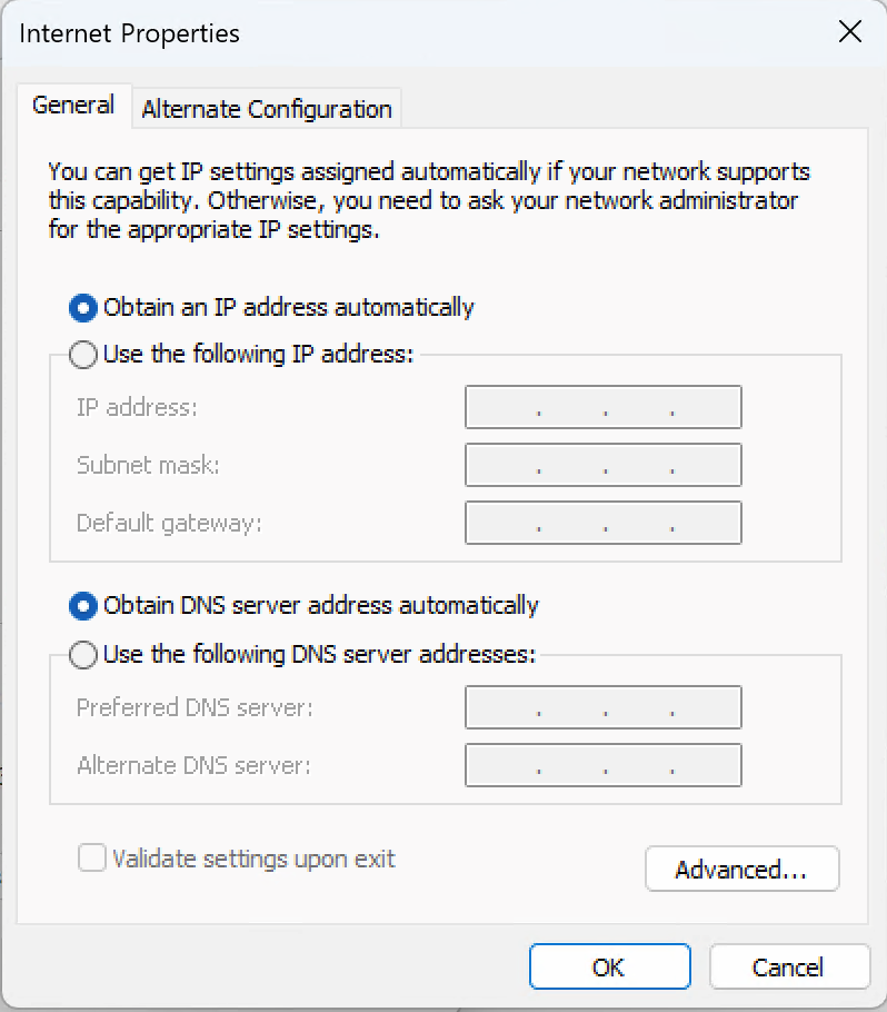 Network configuration (DHCP)