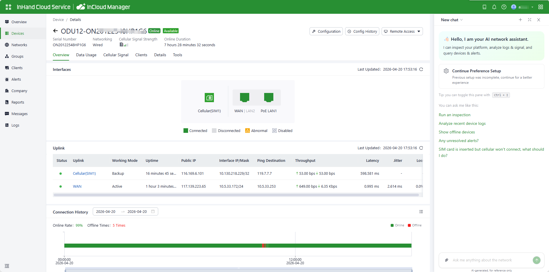 Status overview