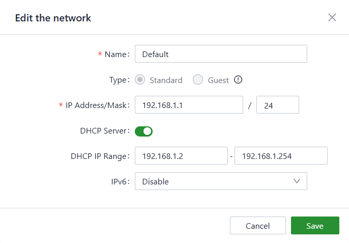 Network settings