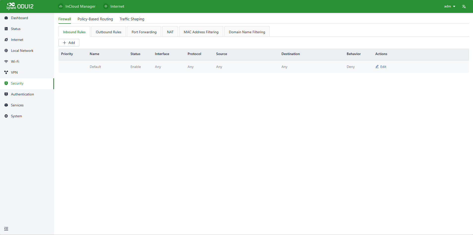 Firewall settings