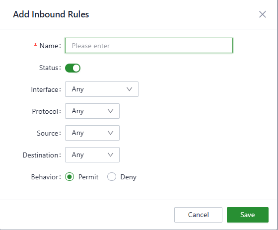 Inbound rule settings