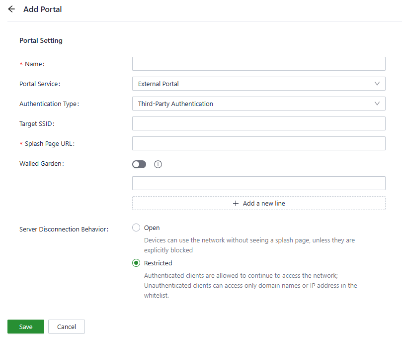 External portal settings