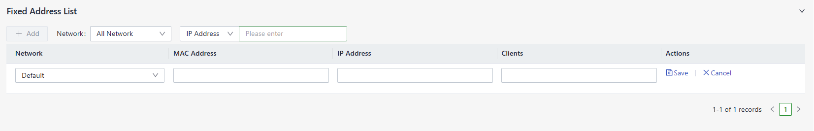 Fixed address settings