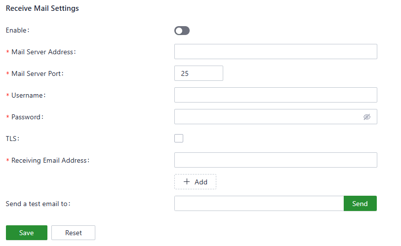 Receiving email settings