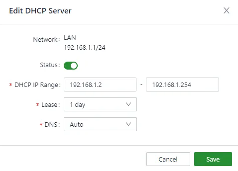 Edit DHCP Server