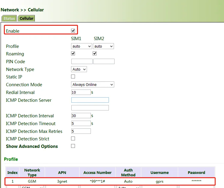 Cellular Config