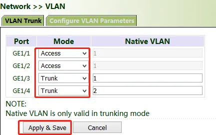 VLAN Trunk Configuration