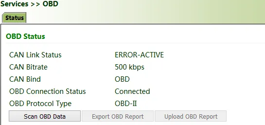 OBD status page