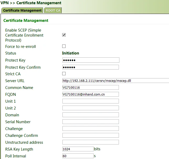 SCEP Certificate Status