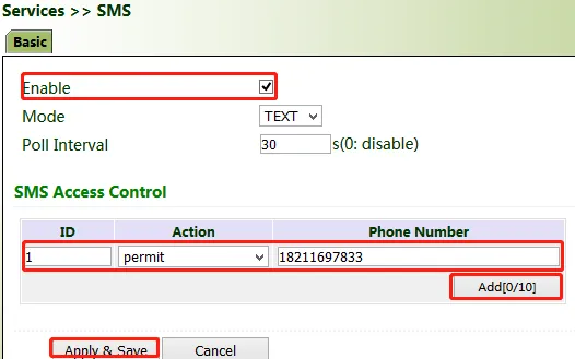 SMS Configuration