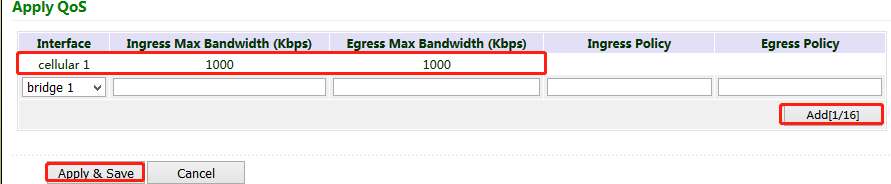 QoS Bandwidth Control