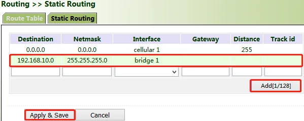 Static Routing Configuration
