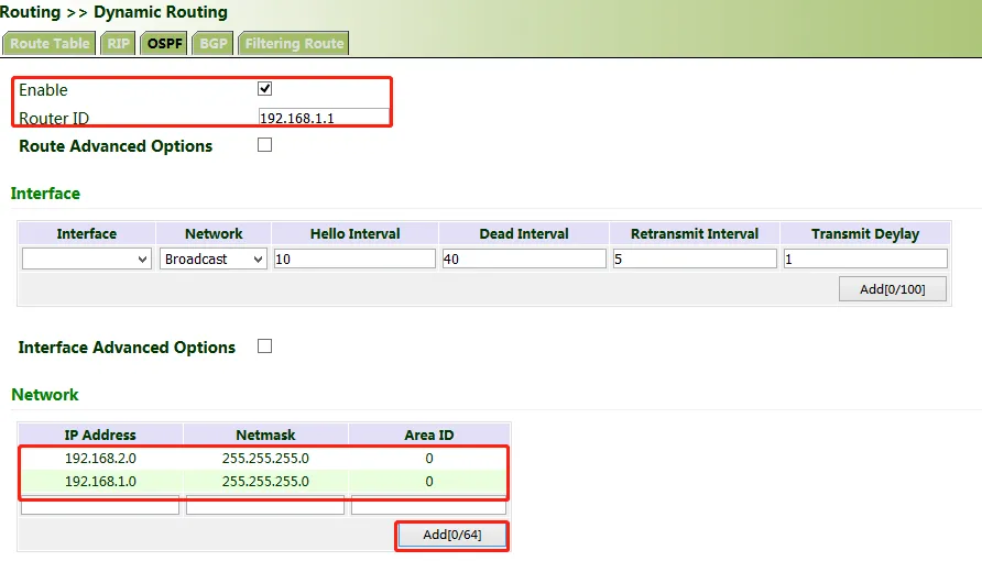 OSPF Configuration VG710_A