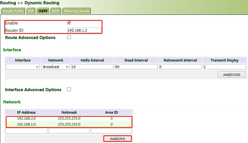 OSPF Configuration VG710_B