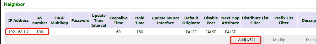 BGP Neighbor Configuration
