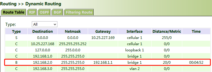 BGP Route Learned