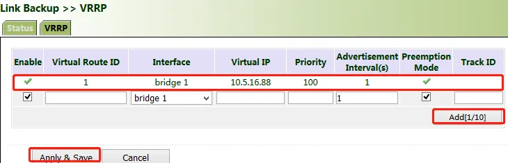 VRRP Configuration VG710_B