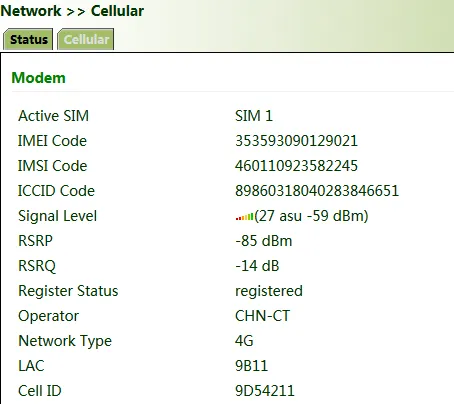 Cellular Connection Status