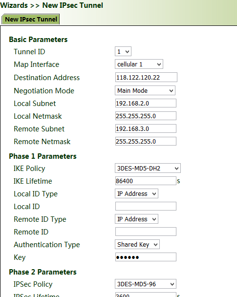IPsec Tunnel Wizard