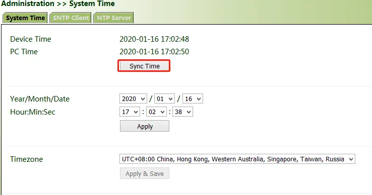 System Time Manual Sync