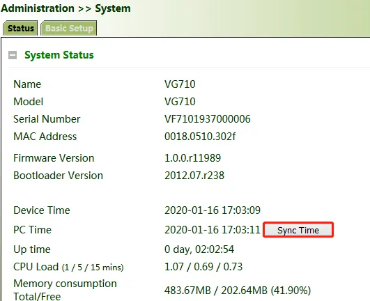 System Time Sync from Status