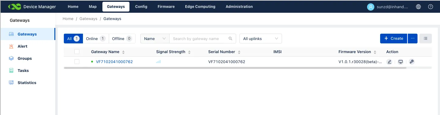 Device Manager gateway list