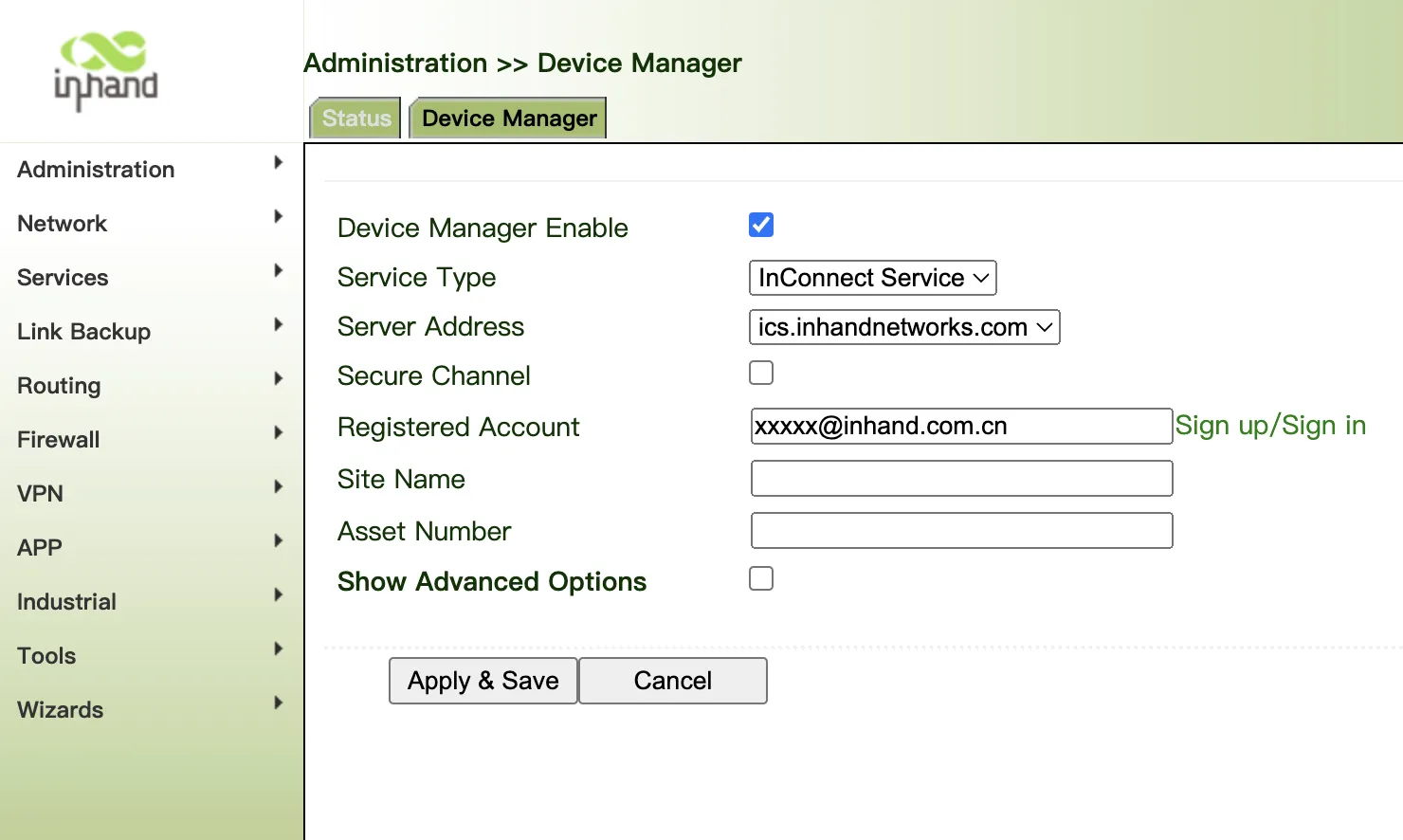 InConnect Configuration