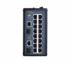 ISE3018D yönetimsiz DIN raylı endüstriyel anahtar, 2 Gigabit Combo dahil 18 porta sahiptir.