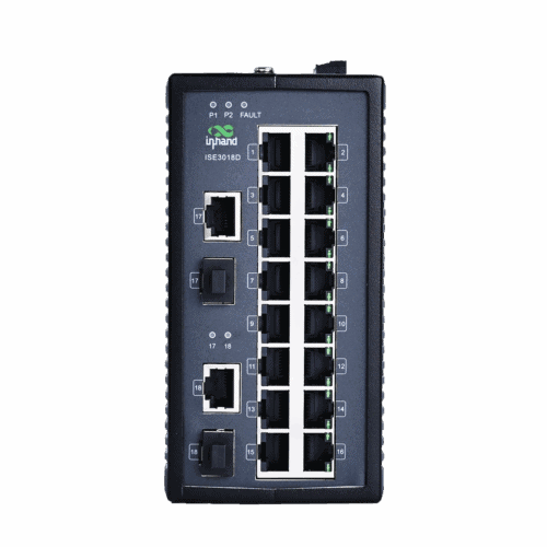 Switch industriel non administrable sur rail DIN ISE3018D avec 18 ports, dont 2 ports Gigabit Combo