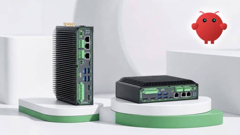 Compact AI edge computer installed beside coffee shop equipment for maintaining constant operation reliability