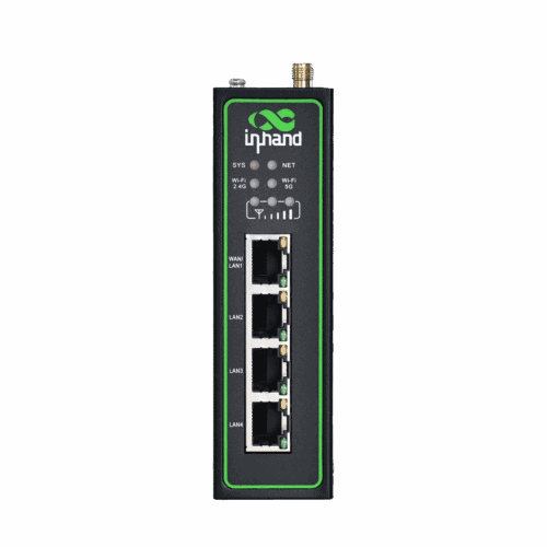Front view of IR624 industrial router with antenna ports showing 5G connectivity