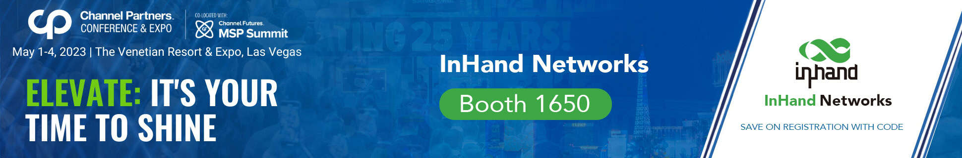 جناح شركة InHand Networks في معرض Channel Partners Expo 2023، والذي يعرض أجهزة توجيه وبوابات إنترنت الأشياء الصناعية.