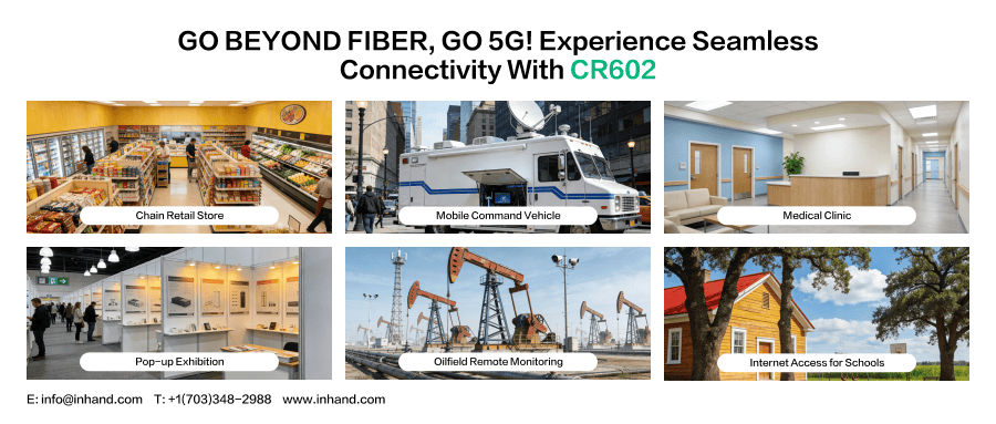 جهاز توجيه InHand Networks CR602 5G Wi-Fi 7 الذي يتيح الاتصال الضروري للأعمال في البيئات المهنية