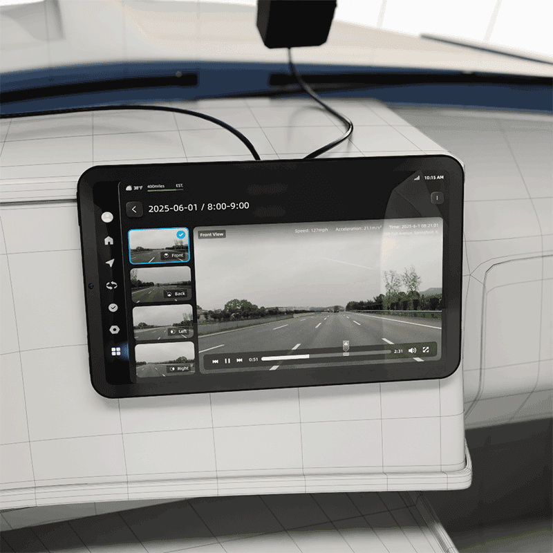 لوحة معلومات حلول InVision ADAS تعرض تنبيهات في الوقت الفعلي وواجهة إدارة الأسطول للسائقين
