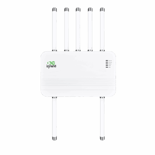 IR624 outdoor unit featuring 5G cellular connectivity, Wi-Fi 6 router, VPN, and cybersecurity firewall