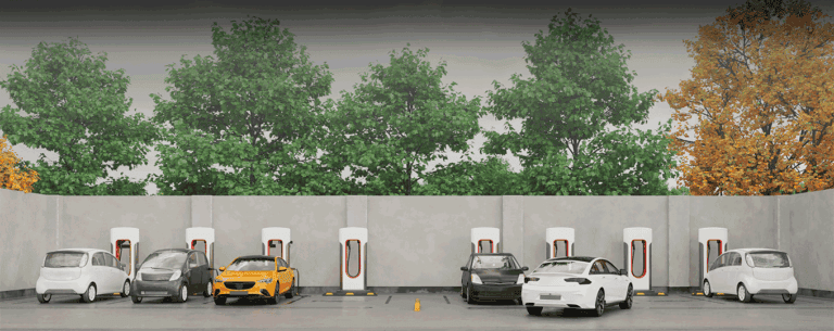 Electric vehicle charging station using 5G network for fast, reliable connectivity at chain locations