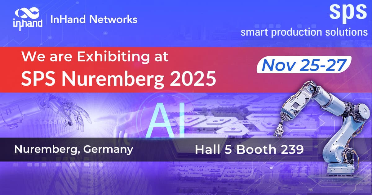 Stand de InHand Networks en la feria SPS Nuremberg 2025, donde se exhibirán dispositivos de la serie EC y soluciones de conectividad industrial.