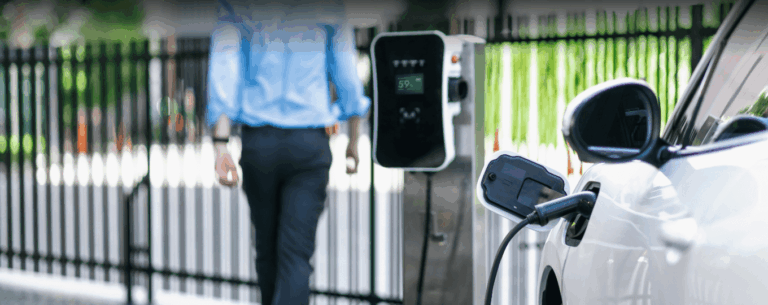 Smart EV charging kiosk with touchscreen interface and peripheral support like cameras for intuitive user interaction