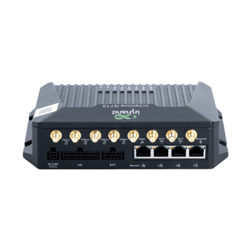 VG710-H 5G IoT Gateway VG710-H industrial IoT gateway featuring 5G, Wi-Fi 5, multiple I/O ports, and CAN Bus connectivity.