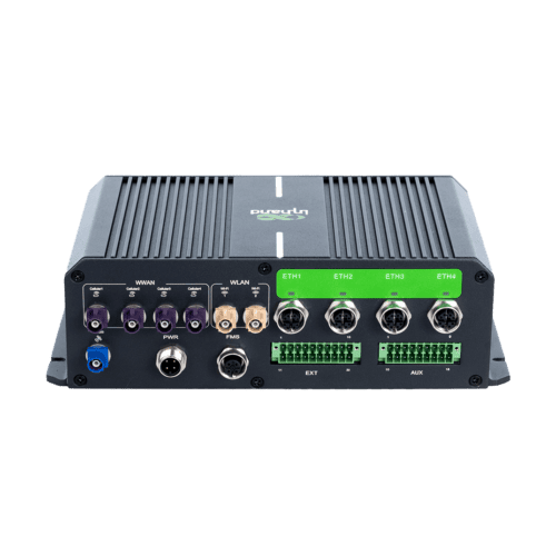 VG814-Road industrial IoT gateway Industrielles VG814-Road IoT-Gateway mit 5G, Wi-Fi 5, M12 Ethernet-Anschlüssen, CAN-Bus und ITxPT-Zertifizierung.