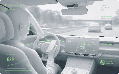 Un coche equipado con InVision muestra una advertencia de que no hay cinturón de seguridad durante la conducción.