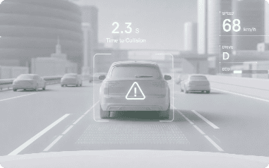 Símbolo de alerta del indicador de advertencia de salida de carril, parte de la solución ADAS InVision.