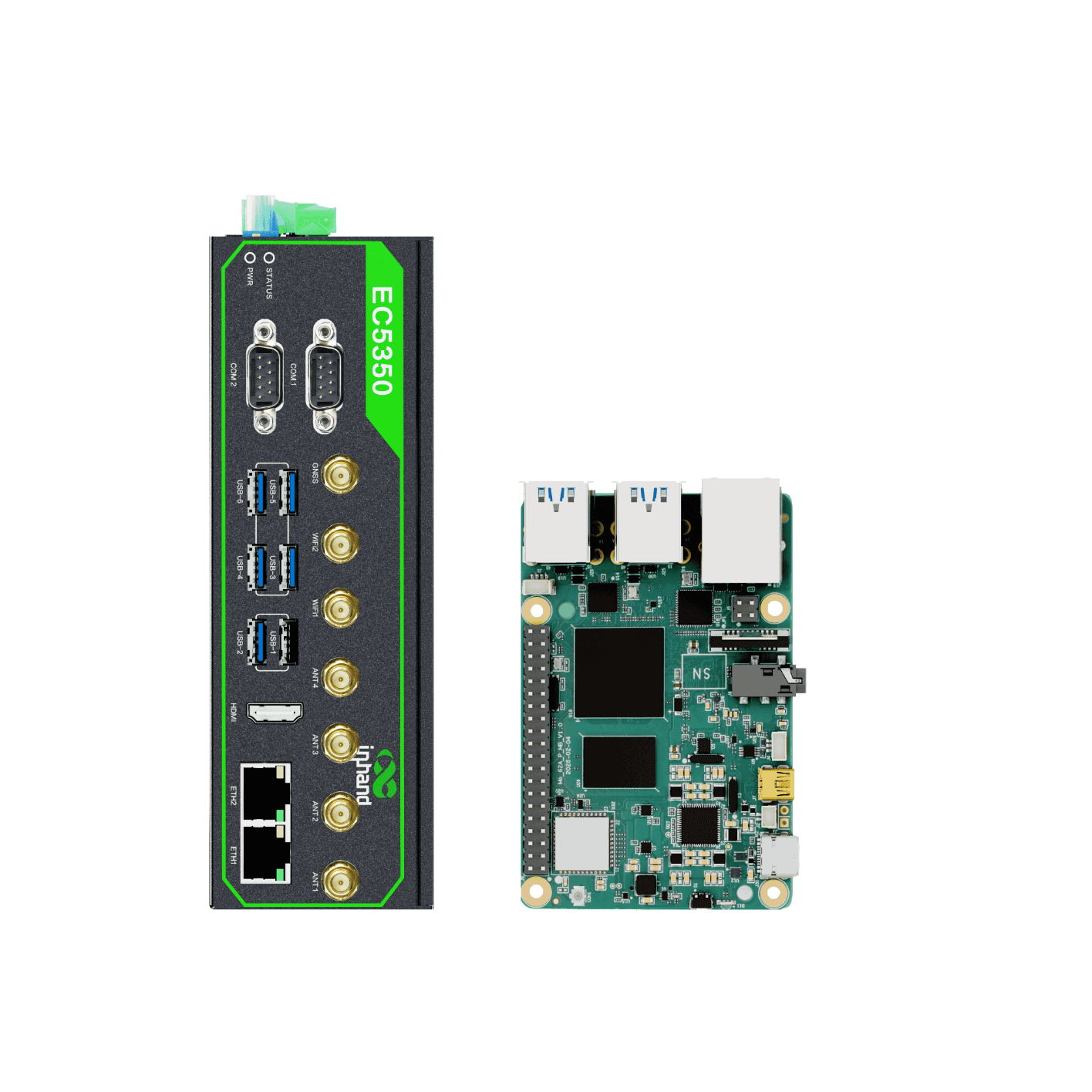 Industrial AI edge computer products for IoT connectivity including boxes and system-on-modules