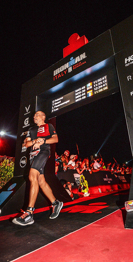 InHand employee Frederic completing his IRONMAN race, highlighting team perseverance