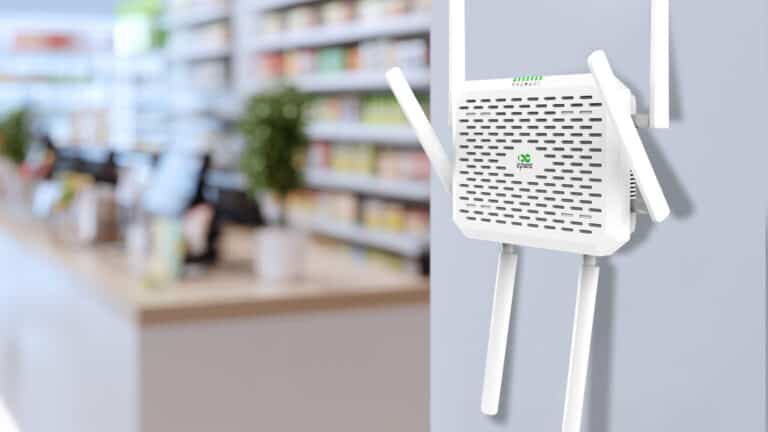 Front view of InHand Networks FWA12 router enabling multi-site 5G connectivity