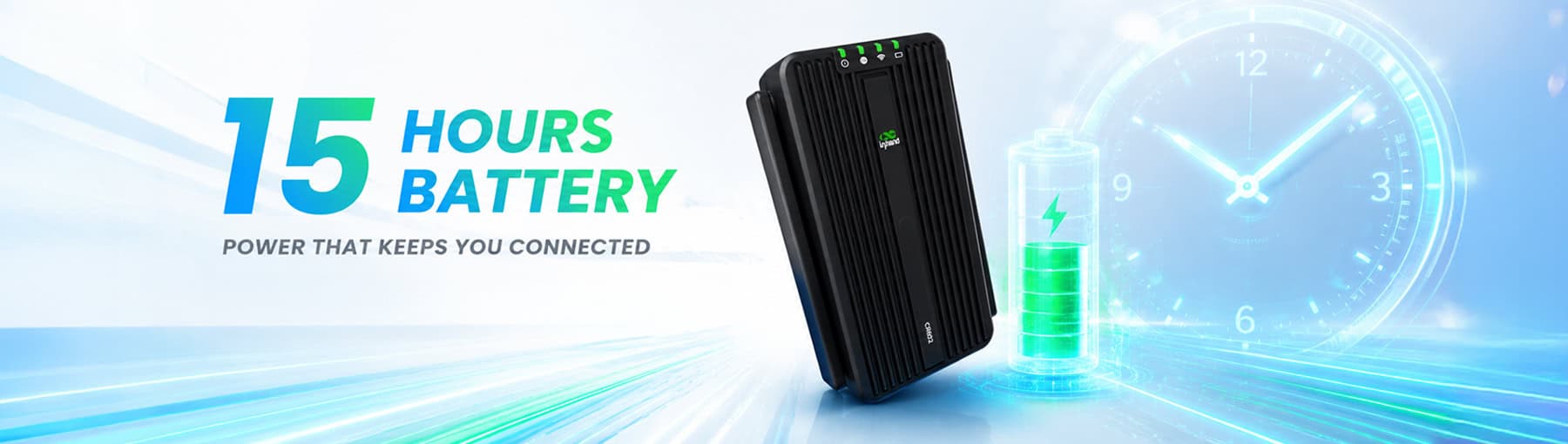 Vista frontal del router CR602 5G que muestra su diseño físico e indicadores de estado de certificación.