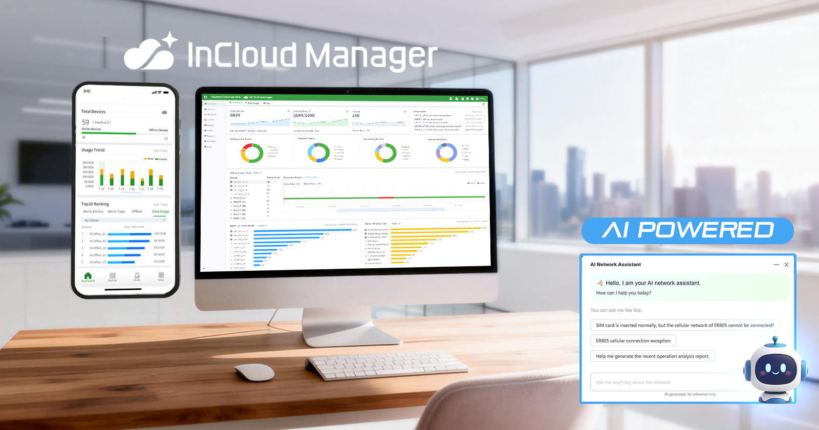 CR602 AI-powered 5G R16 Wi-Fi 7 router – cloud management, 24/7 AI assistant for SMBs